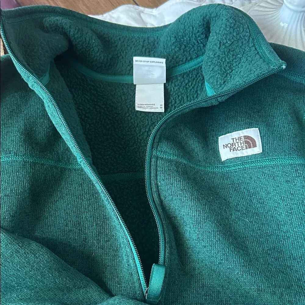 The North Face Men’s Quarter Zip Teal Fleece Jacket M - Picture 3 of 9